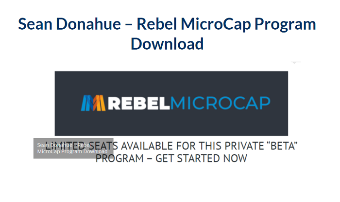Sean Donahue – Rebel MicroCap Program Download 2023