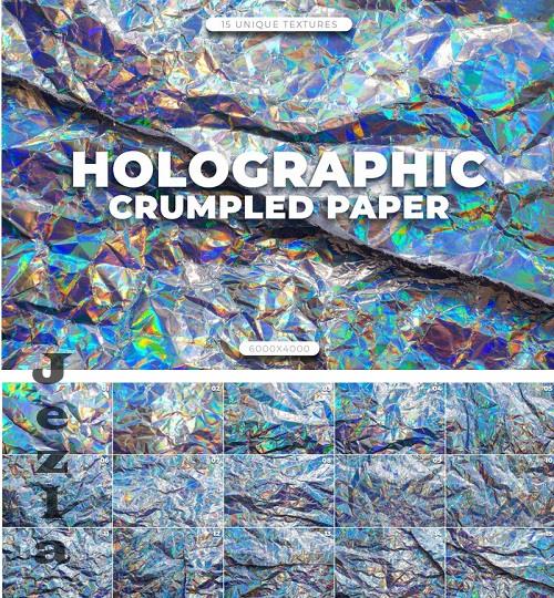 15 Crumpled Holographic Paper Textures - WZTHW38