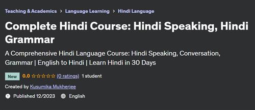 Complete Hindi Course – Hindi Speaking, Hindi Grammar