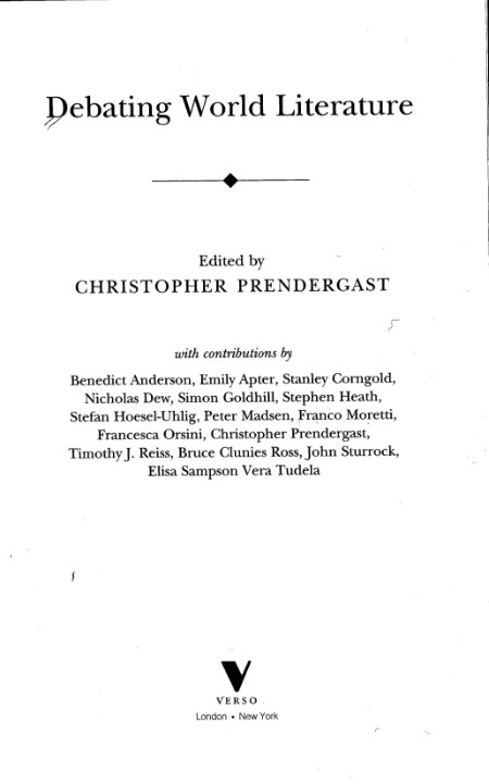 Debating World Literature by Christopher Prendergast A3e3a097df56a7098b8d46328ebdf8fc