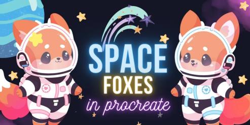 Cosmic Expedition Drawing Cute Fox Astronauts in Space  Procreate