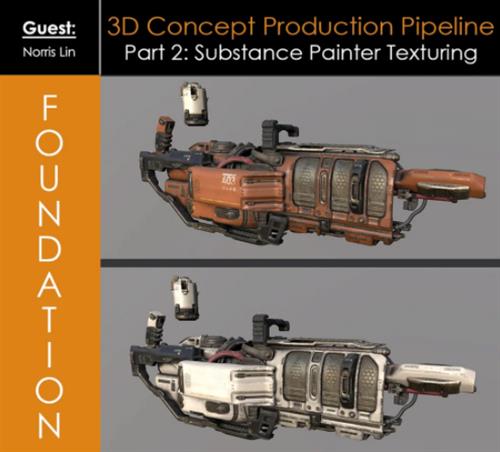 Foundation Patreon – 3D Concept Production Pipeline Part 2 Substance Painter Texturing with Norris Lin