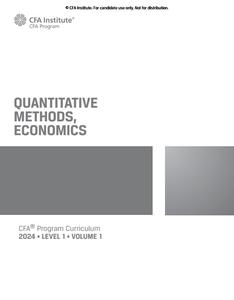2024 CFA© Program Curriculum Level I Volume 1 Quantitative Methods, Economics