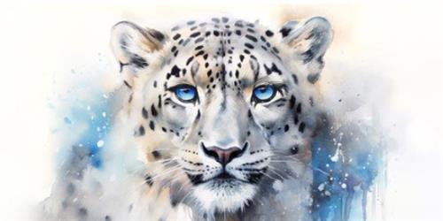 Snow Leopard Serenity Capturing Expressive Elegance with Watercolor