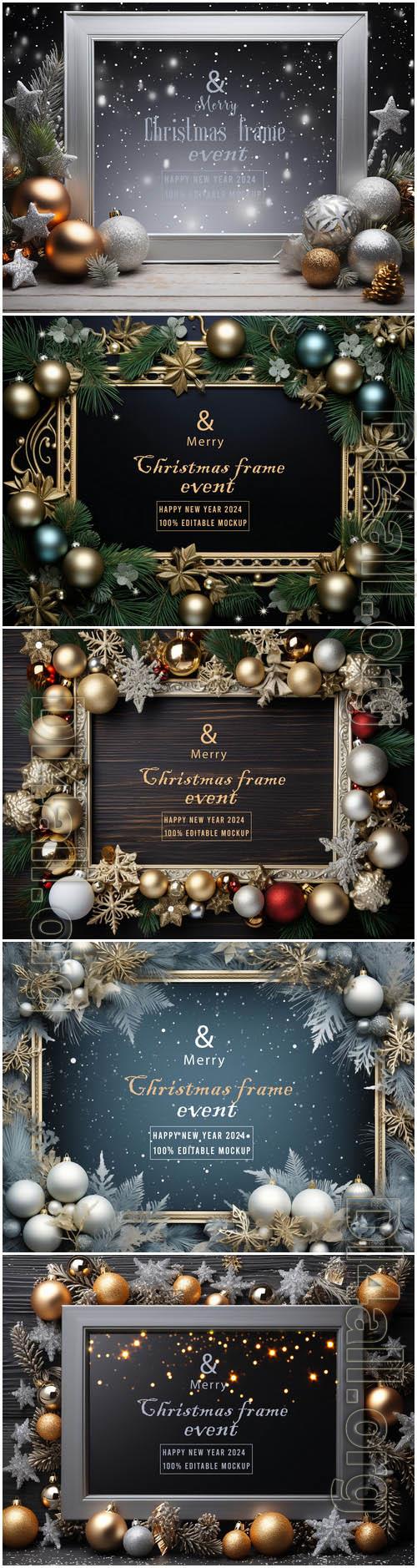 5 PSD merry christmas greeting frame background vol 3