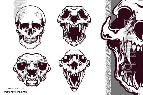 Skull Head Set Illustration