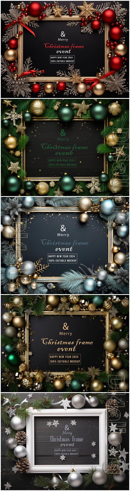 5 PSD merry christmas greeting frame background vol 2