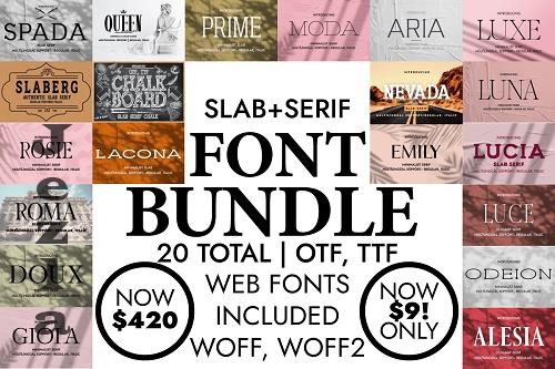 Slab & Serif Font Bundle - 20 Premium Fonts