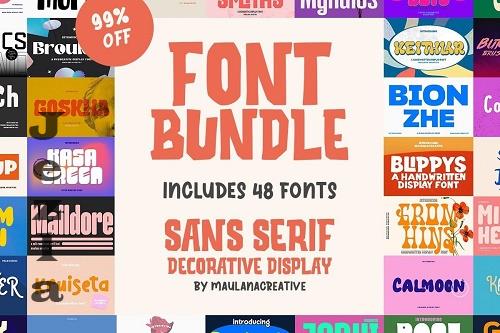 Bundle - Sans Serif Display Font - 48 Premium Fonts