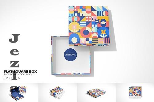 Flat Square Box Packaging Mockup v.2 - 10186761