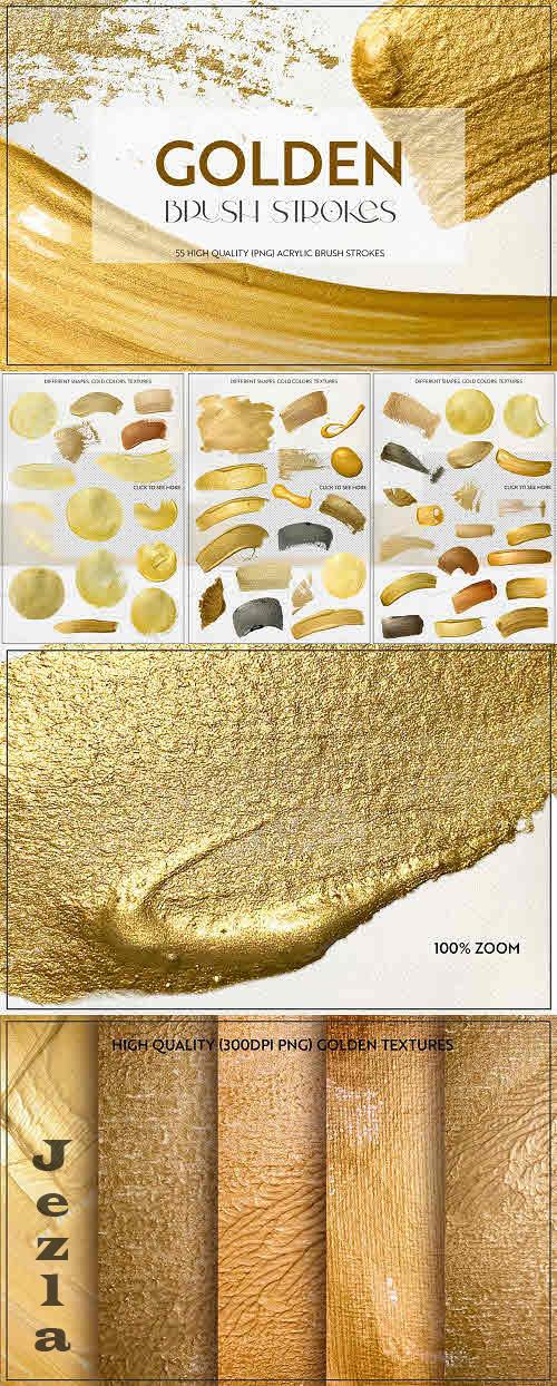 Golden | Acrylic Brush Strokes - 6003677