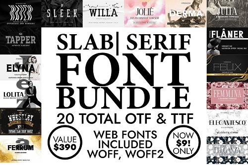 Serif and Slab Serif Typeface Bundle - 20 Premium Fonts