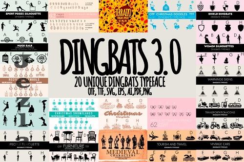 Dingbats 3.0 Font Bundle - 20 Premium Fonts