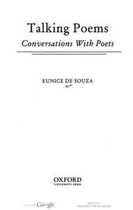 Talking Poems Conversations with Poets