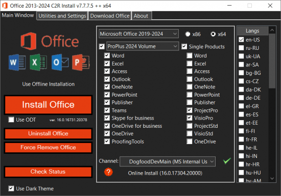 Office 2013-2024 C2R Install / Install Lite 7.7.7.5