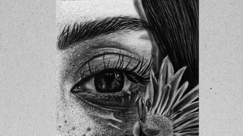 Realistic Facial And Flower Using Pencil And Charcoal