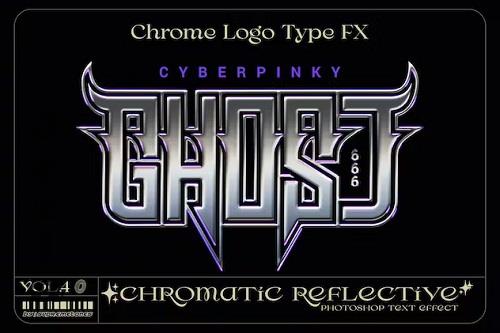 Y2K Chromatic Glossy Reflective Logo and Text FX - 45CNBDP