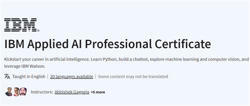 Coursera – IBM Applied AI Professional Certificate