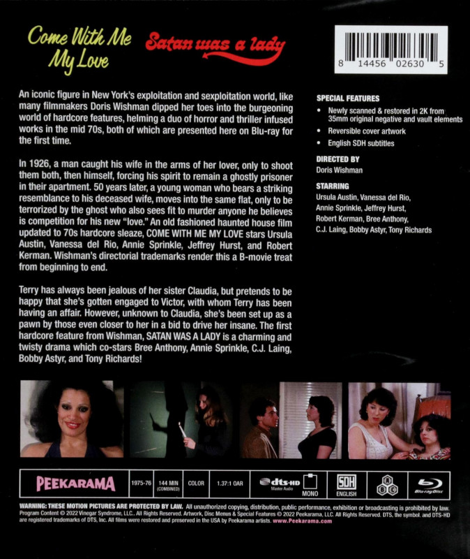 Come With Me My Love / Satan Was a Lady / Пойдем Со Мной, Моя Любовь/Сат(Doris Wishman, Vinegar Syndrome) [1975-76г., Feature, Classic, Straight All Sex, Hardcore, Blu-Ray, 1080p] (Ursula Austin, Annie Sprinkle, Vanessa Del Rio, Bree Anthony, C. J. Laing,