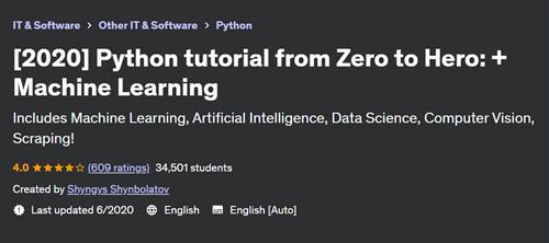 [2020] Python tutorial from Zero to Hero: + Machine Learning
