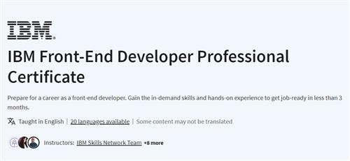 Coursera – IBM Front–End Developer Professional Certificate