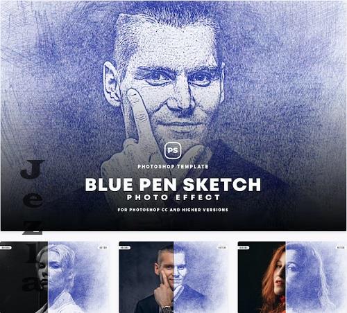 Blue Pen Sketch Effect - BQQ6ECY