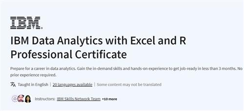 Coursera – IBM Data Analytics with Excel and R Professional Certificate