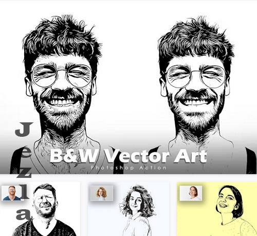 Black And White Vector Art Photoshop Action - ZXFC6YC