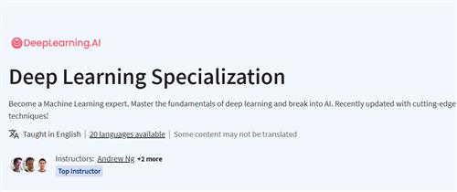 Coursera – Deep Learning Specialization by DeepLearning.AI