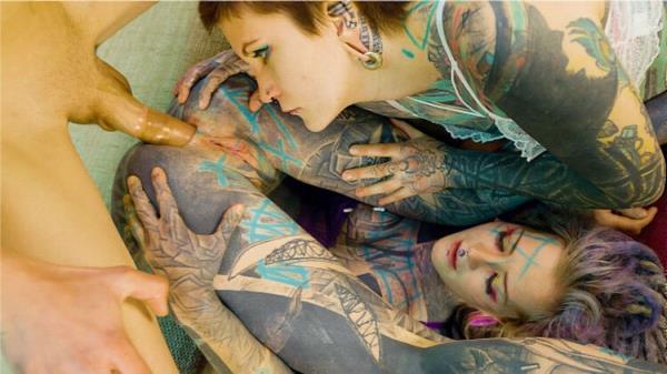 AnalVids/ PornBox: Anuskatzz: 2 heavy tattoo girls get ass fucked by a big dick (HD) - 2024