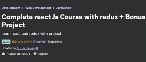 Complete react Js Course with redux + Bonus Project