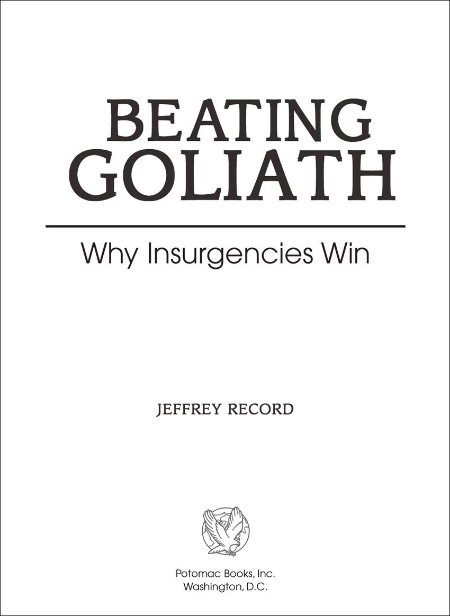 Beating Goliath by Jeffrey Record