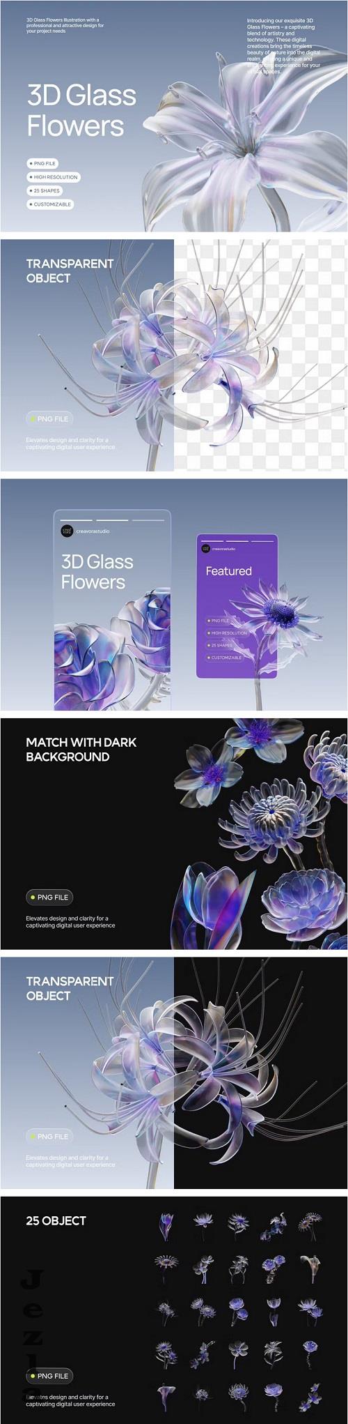 3D Glass Flower Elements - JYKC8LQ