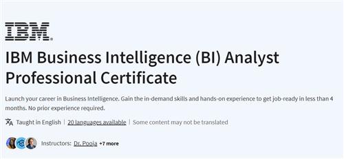 Coursera – IBM Business Intelligence (BI) Analyst Professional Certificate