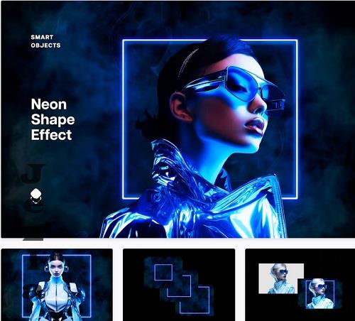 Blue Shape Neon Effect - 91973052