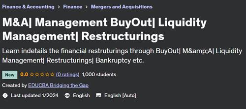 M&A Management BuyOut Liquidity Management Restructurings