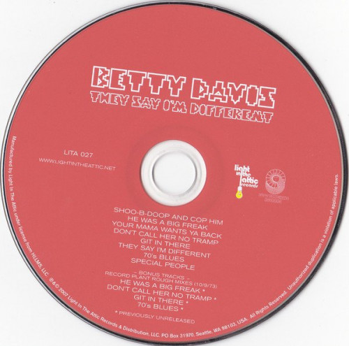 Betty Davis - They Say I'm Different (1974) [2007] Lossless