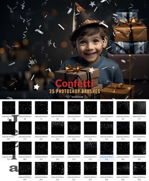 35 Photoshop Confetti brushes, Wedding confetti - P8KBPHB