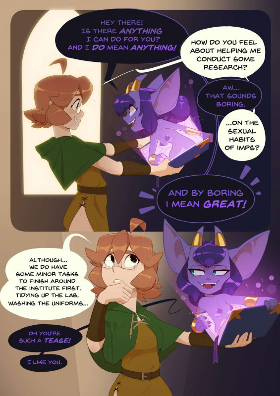 HuffsLove - Spicymancer - Monster Researcher Eclair and the Book of Imps! Porn Comic