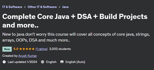 Complete Core Java + DSA + Build Projects and more