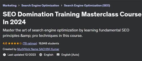 SEO Domination Training Masterclass Course In 2024