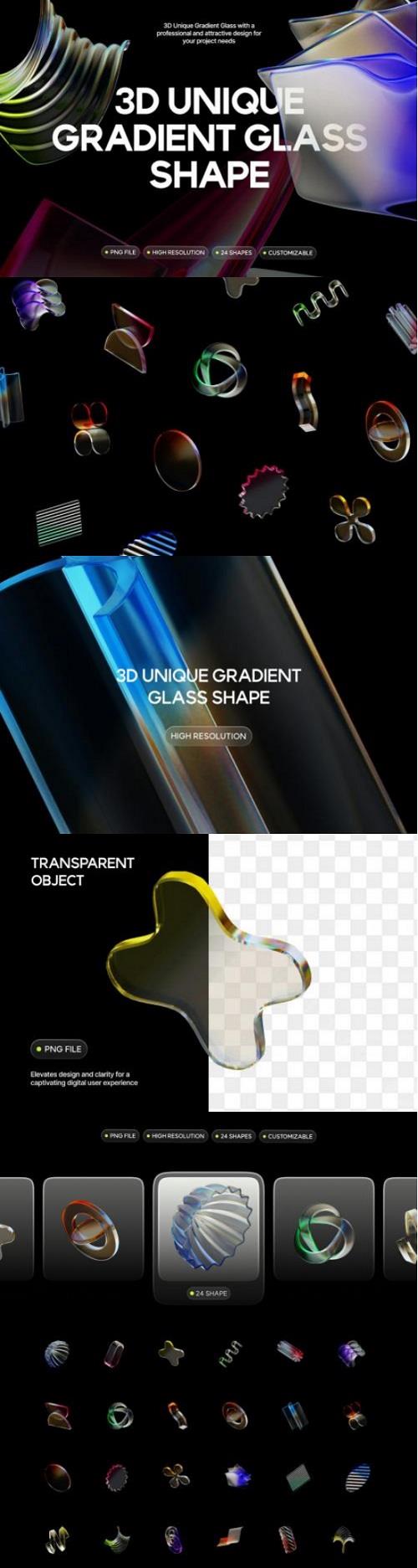 3D Unique Gradient Glass Shape - ELPLYXS