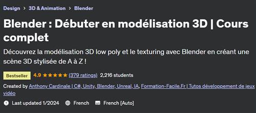 Blender – Débuter en modélisation 3D – Cours complet