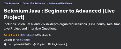 Selenium Java – Beginner to Advanced [Live Project]